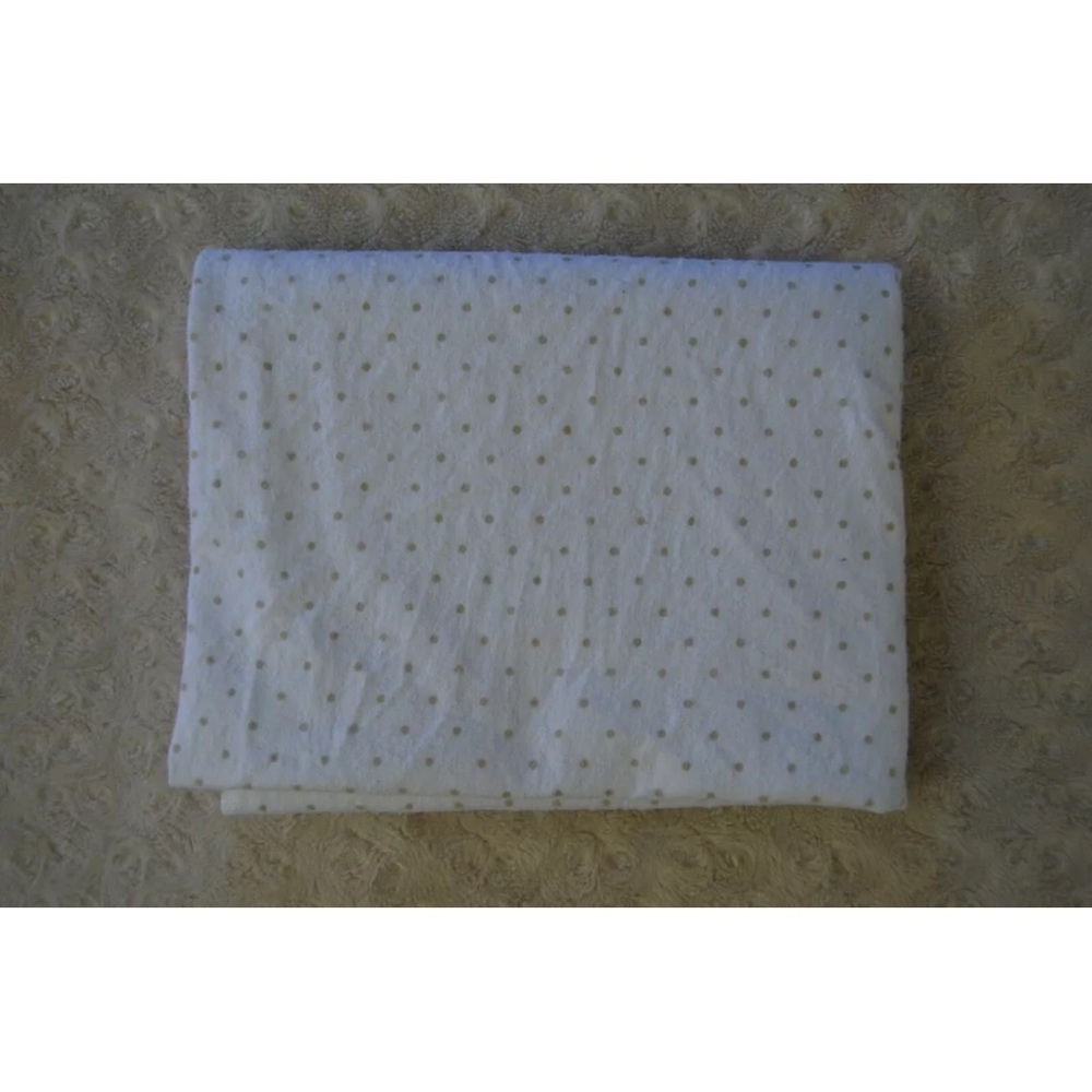 Carter's Tan Polka Dot Baby Blanket Flannel Receiving White Swaddle 100% Cotton
